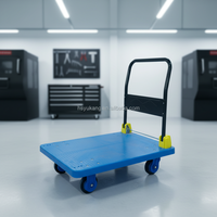 Chariot à plateforme pliable en plastique robuste à quatre roues avec garantie d'un an pour une utilisation logistique