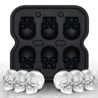 Bac à glaçons en silicone à 6 cavités en forme de crâne, moule 3D pour whisky et cocktails, sans BPA, facile à démouler, idéal pour les fêtes d'Halloween