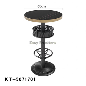 Muebles comerciales modernos Retro de alta calidad, mesa de barra con Base de hierro con parte superior de piedra sinterizada redonda para Cocina, Restaurante, cafetería, Club, <span class=keywords><strong>Bar</strong></span> - Product Image 3
