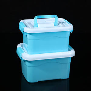 Boîte de rangement en plastique avec couvercle, conteneur alimentaire rectangulaire, emballage général, couleur bleue - Product Image 1