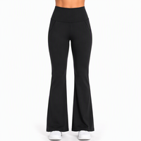 Pantalon décontracté évasé pour femme, taille haute, effet push-up et amincissant, avec nœud, couture en V, en maille extensible unie, pour le quotidien, le streetwear et les soirées, personnalisable