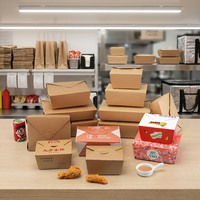 Vente chaude Recyclé Brun Kraft Papier De Qualité Alimentaire Boîte D'emballage Salade Sandwich À Emporter Alimentaire Boîte À Lunch 800ml