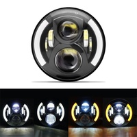 Système d'éclairage de moto tout-terrain Auto Hi-lo avec lentille DRL jaune et blanche, phares LED ronds de 7 pouces pour Jeep Wrangler JK JL