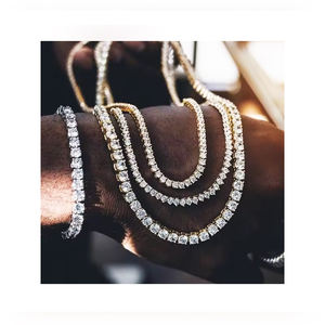 Kalung Rantai Tenis Wanita Custom 16 Inci 18 Inci dengan Batu Zirkonia Kubik CZ 4mm 5mm Grosir - Product Image 4