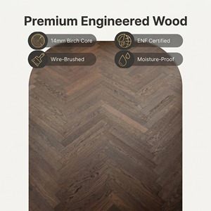 <span class=keywords><strong>Parquet</strong></span> en chêne russe de qualité supérieure, 14 mm, style chevrons, finition noyer noir, UV mat, brossé - Product Image 2
