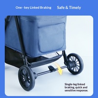 Poussette de voyage pour animaux de compagnie à poignée réversible, chariot pliable compact pour chiens et chats, promenades en plein air