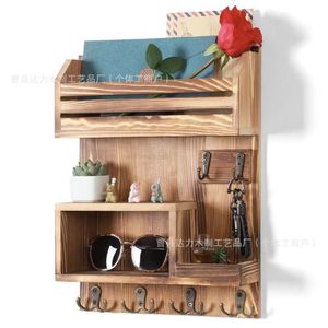 Wooden <b>Wall</b> <b>Mounted</b> Storage Rack 4 Layers Multi Purpose Mail Key Organizer Living Room Decorative <b>Shelf</b> - Product Image 1