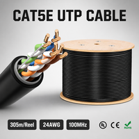 Kabel LAN Cat5e Cat5 305m 1000ft Gulungan Kayu CCA 24AWG 4Pair UTP FTP SFTP Terbaik Grosir Bersertifikasi CE/FCC untuk Luar Ruangan