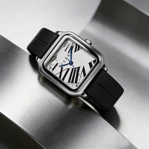 Men's Arabic Numeral Quartz Watch Rectangle Stainless Steel Alloy <b>Acrylic</b> Silicone Band Water Resistant 30M Business Watch - Product Image 4