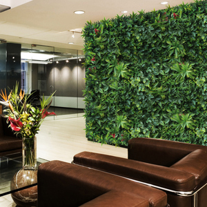 Alta calidad 100cm x 100cm de césped artificial pared con flores y hojas de color verde de hierba pared artificial - Product Image 2