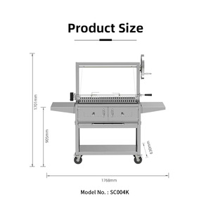 <span class=keywords><strong>Barbecue</strong></span> Asado Santa Maria à hauteur réglable <span class=keywords><strong>en</strong></span> acier inoxydable, au feu de bois, pour jardin, patio, restaurant extérieur - Product Image 6
