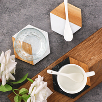 Sous-verres en bois d'acacia et en marbre multi-formes, très vendus, pour la maison, la cuisine, les boissons