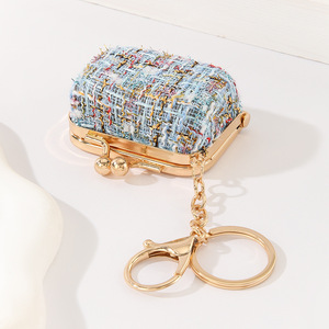 Mini porte-monnaie en tweed avec porte-clés en alliage, pochette portable mignonne en tissu pour monnaie, petit <span class=keywords><strong>sac</strong></span> de rangement pour femmes, filles, clés, pièces de monnaie, cartes - Product Image 2