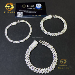 Stock all'Ingrosso <span class=keywords><strong>Bracciale</strong></span> da <span class=keywords><strong>Uomo</strong></span> a Maglia Cubana Quadrata con Incastonatura a Griffe in <span class=keywords><strong>Argento</strong></span> Sterling <span class=keywords><strong>925</strong></span> con Diamanti Moissanite FL da 5mm 8mm 10mm Gioielli Hip Hop - Product Image 5