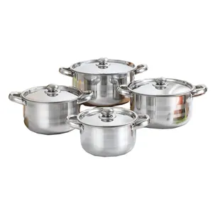 Conjunto de potes para cozinha em 8 peças, utensílios de cozinha de aço inoxidável anti-aderente