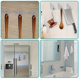 Ganci Adesivi in Plastica Resistenti <span class=keywords><strong>per</strong></span> Parete, Ganci Trasparenti a Ventosa <span class=keywords><strong>per</strong></span> <span class=keywords><strong>Cucina</strong></span> e Bagno - Product Image 6