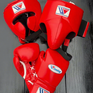 Ensemble de boxe sur mesure de haute qualité, gants en cuir à doigts complets, fermeture à lacets, sangle de poignet réglable, impression sérigraphiée - Product Image 1