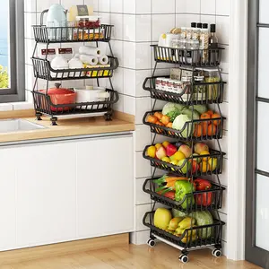 Organizador de ferro para cozinha, equipamento de 4 tamanhos com suporte, organizador para armazenamento de produtos de higiene pessoal, prateleira de metal, cesta de frutas e vegetais