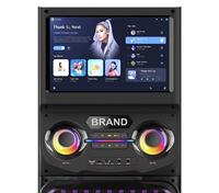 Écran tactile 15,4 pouces, LED RGB, 100W/Wi-Fi, entrée microphone filaire USB, Android 11, enceinte de karaoké et de fête en plein air, batterie intégrée