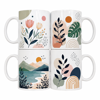 Mug en céramique blanche de 11 oz, impression numérique personnalisée, design artistique mignon avec paysage d'astronaute et de baleine, tasse à café personnalisée