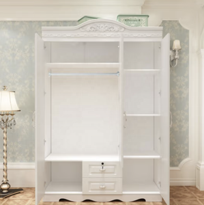 Armoire de style européen avec miroir maison chambre petit appartement <span class=keywords><strong>location</strong></span> chambre armoire moderne simple en bois sans peinture - Product Image 6