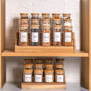 20 gói lọ thủy tinh đặt, lọ gia vị tròn có nắp đậy bằng tre và nhãn tùy chỉnh, hộp đựng thực phẩm cho nhà bếp - Product Image 1