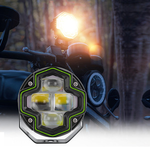 Phare LED Angel Eye à quatre lentilles pour moto, bicolore jaune et blanc, éclairage extérieur modifié pour tout-terrain - Product Image 2