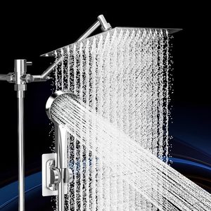 Ensemble <span class=keywords><strong>de</strong></span> douche pluie et douchette à main, douche pluie haute pression réglable <span class=keywords><strong>de</strong></span> 10 pouces avec bras d'extension et tuyau <span class=keywords><strong>de</strong></span> 60 pouces, argent - Product Image 2