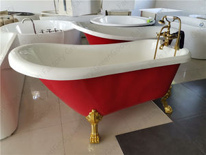 <span class=keywords><strong>Baignoire</strong></span> à pattes en acrylique rouge de petite taille à bas prix pour adultes avec quatre pieds en alliage d'aluminium - Product Image 5