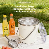 Seau à glace rond isotherme en acier inoxydable 5L avec couvercle, pour bars, usage commercial et domestique, design moderne, camping, extérieur, personnalisation du logo