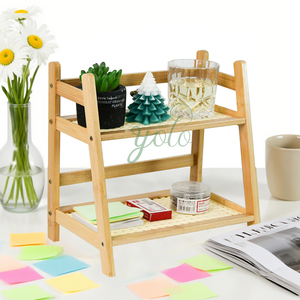 Organizador de Mesa de Escritório Moderno Multifuncional em Madeira de Bambu com <span class=keywords><strong>2</strong></span> Níveis <span class=keywords><strong>para</strong></span> Múltiplos Dispositivos, Papéis e Cadernos - Product Image 4