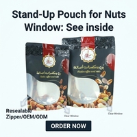Sachet refermable personnalisé avec fenêtre transparente, qualité alimentaire, pour emballage de noix grillées et de snacks