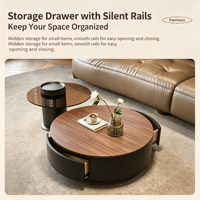 Ensemble de table basse moderne en bois de manguier massif avec plateau en verre trempé, écologique, durable, aspect haut de gamme pour les petits appartements