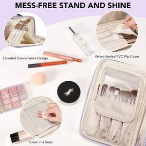 Travel Makeup <b>Bag</b> for Women Fashion Large Capacity Pouch Open Flat Cosmetic Portable Organizer - Product Image 2