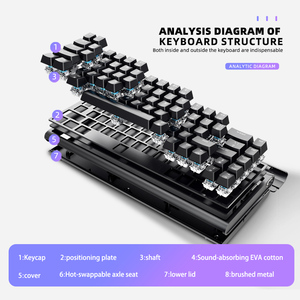 Teclado inalámbrico para juegos RBG de 68 teclas Teclado mecánico de tres modos con interruptor de té rojo cian para deportes electrónicos en computadora portátil o tableta - Product Image 4