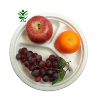Haute qualité 100% écologique 9 pouces 3 compartiments assiette canne à sucre bagasse vaisselle biodégradable