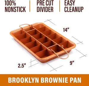 Teglia antiaderente In rame Brooklyn Brownie con affettatrice integrata, garantisce bordi croccante perfetti
