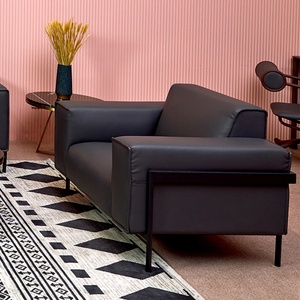 Custom Office Room Leisure Black <b>1</b> <b>2</b> <b>3</b> Seater Leather Office <b>Sofa</b> <b>Set</b> Commercial Modular Modern Reception <b>Sofa</b> - Product Image 6