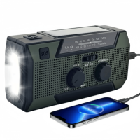 Mini Radio para Campismo, Senderismo, Aventuras al Aire Libre, Equipo de Supervivencia, Banco de Energía de 5000 mAh, Alarma SOS, Linterna Integrada
