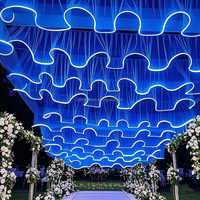 Rideaux de plafond lumineux en gaze LED pour mariage, en forme de S, en tissu filet JinXi, bandes décoratives pour plafond de salle, rideaux lumineux en fil.