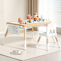 Table d'étude et de jeu multifonctionnelle pour enfants, réglable en hauteur, avec rangement et tableau de dessin, pour la maternelle et la maison