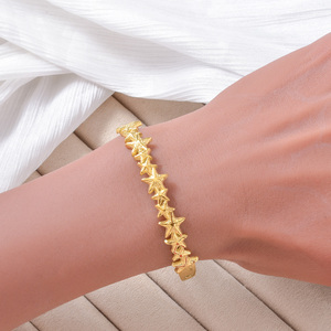 Bulk 18k gold plated delicate carved sequential star luminous anti rust smooth polished wearable fashion <b>bangle</b> <b>bracelet</b> - Product Image 2
