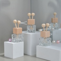 Diffuseur de parfum carré en verre pour voiture, bouteille diffuseur à bâtonnets avec bouchon à vis en bois, logo personnalisé, vente en gros