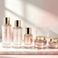 Ensemble d'emballages cosmétiques personnalisés 30g 50g 40ml 100ml 120ml, flacons en verre de luxe avec pompe à lotion, flacons colorés électro-plaqués rose, pot pour soins de la peau