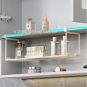 Armoire de cuisine avec miroir, boîte de rangement, cloison, armoire debout, moderne, en fer, non pliable, étagères à cosmétiques suspendues, séparation en couches - Product Image 4