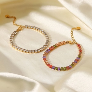 Pulseras de tenis delicadas de acero inoxidable 316L chapadas en oro de 14k y 18k, impermeables, que no se deslustran, para mujer - Product Image 1