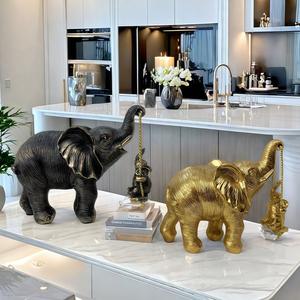 Adorno Nórdico de Lujo con Elefantes Madre e Hijo, Escultura Artesanal de Resina Epoxi, Arte Folclórico, Diseño Creativo para la Entrada del Hogar - Product Image 4