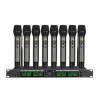 Microphone sans fil professionnel XTUGA LS8 à 8 canaux, micro-cravate pour scène, karaoké, microphone sans fil UHF