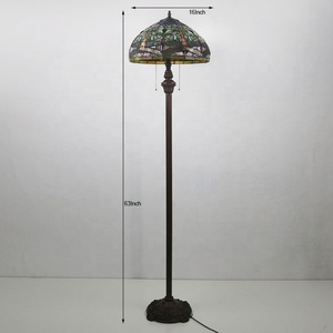LongHuiJing Tiffany Floor Lamp with Handmade Colorful Dragonfly with Black Wings Shade - Product Image 4