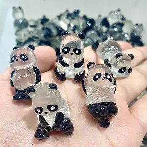 Schlussverkauf Harz-Kristall-Hohlgestein Statue niedliche Panda-Figur Kristallperlen für Begleiter-Heilung